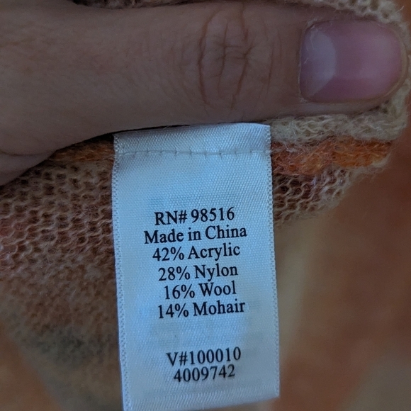 Coldwater Creek Beige Orange Mohair Wool Blend Cardigan Size XL (18) - Picture 6 of 6